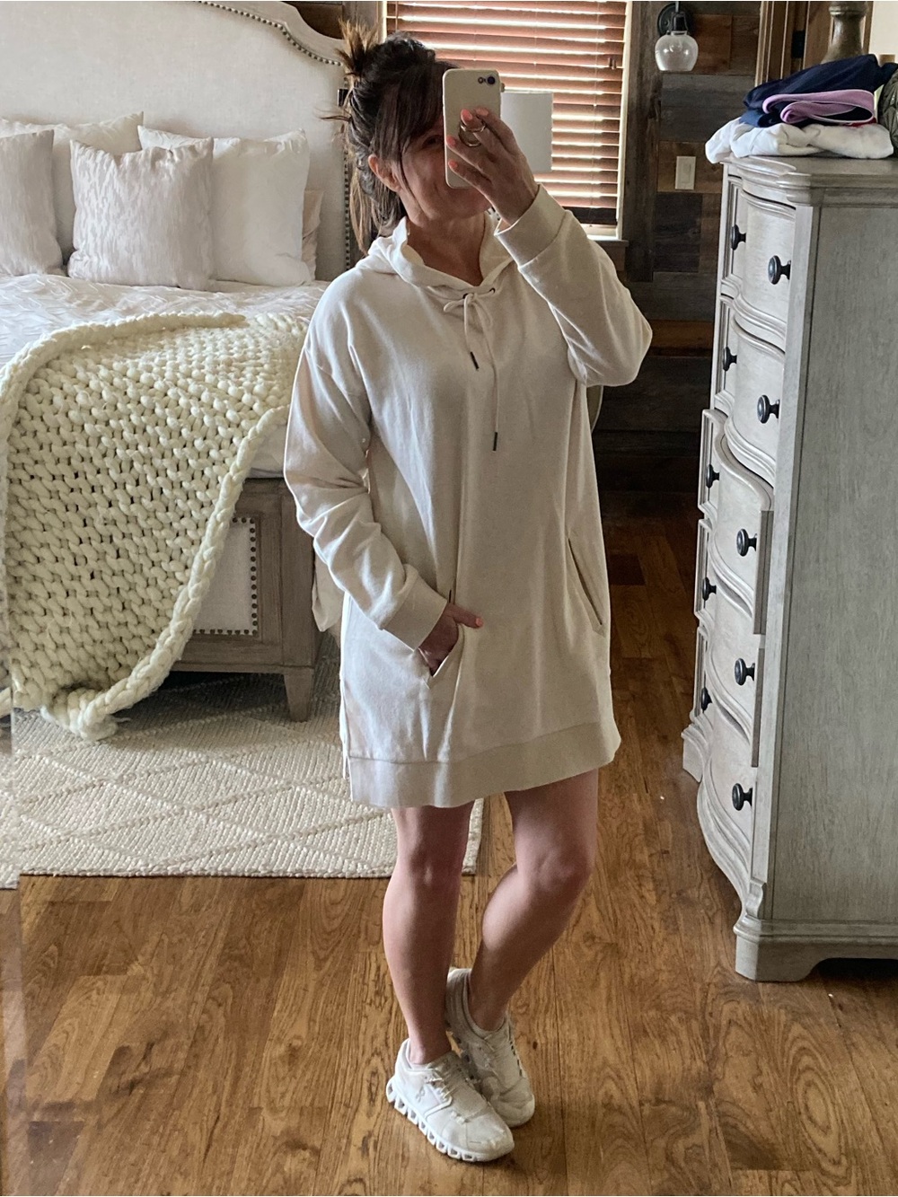 Soft Surroundings Tunic Hoodie Dress French Terry Cozycore